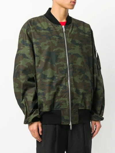 Ben Taverniti Unravel Project Unravel Green Camo Canvas Oversized Bomber Jacket In Green