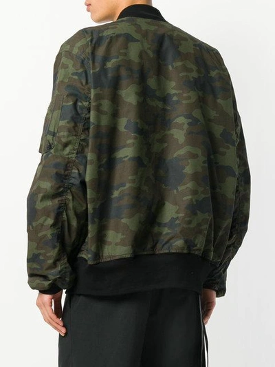 Ben Taverniti Unravel Project Unravel Green Camo Canvas Oversized Bomber Jacket In Green