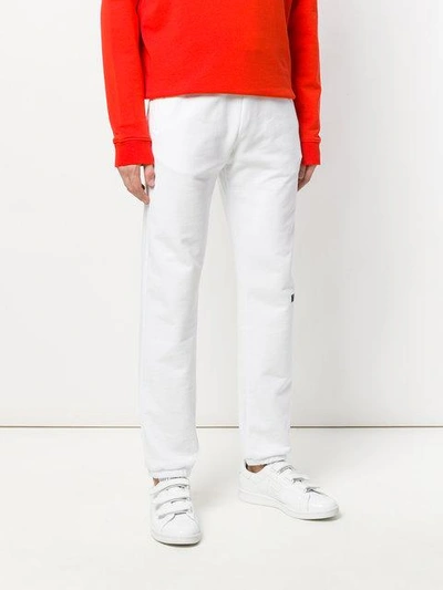 Shop Msgm Branded Track Trousers In White