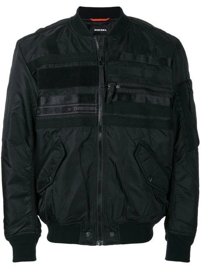 Shop Diesel Branded Bomber Jacket In Black
