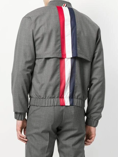 Shop Thom Browne Center-back Stripe Wool Bomber In Grey