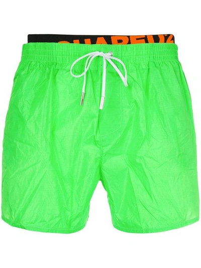 Shop Dsquared2 Logo Band Swim Shorts - Green