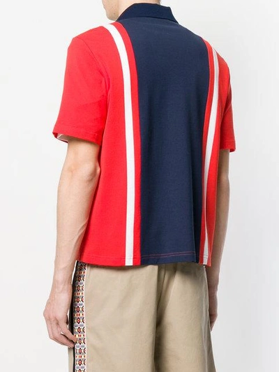 Shop Msgm Striped Polo Shirt In Blue