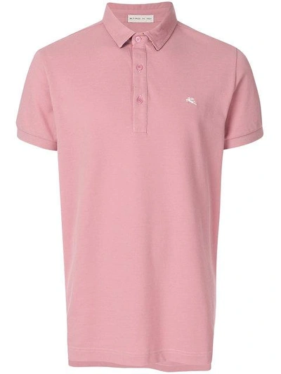 Shop Etro Short Sleeve Polo Shirt - Pink & Purple
