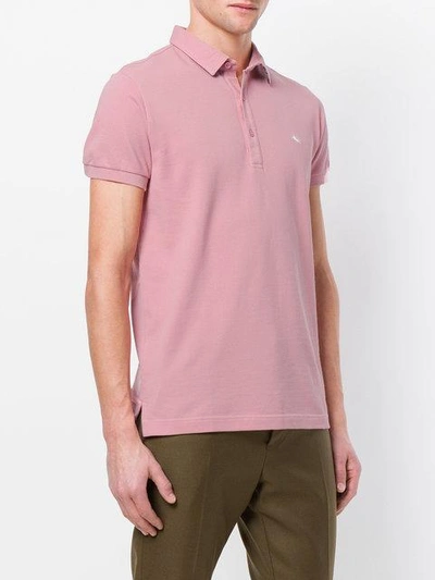 Shop Etro Short Sleeve Polo Shirt - Pink & Purple
