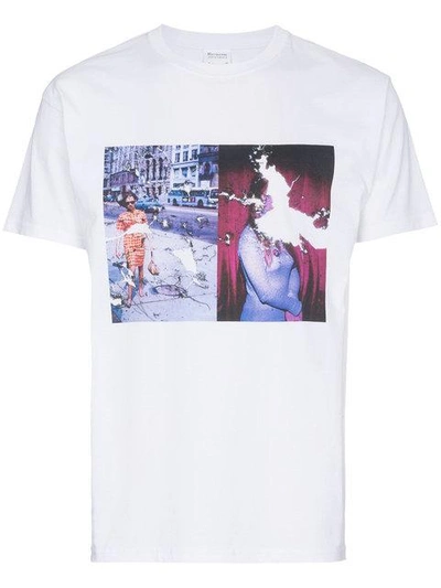 Shop Just A T-shirt Brad Feuerhelm Handbag Print Cotton T Shirt - White