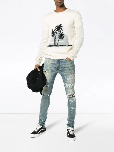 art patch printed skinny jeans