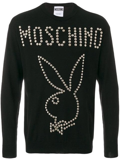 Shop Moschino Playboy Studded Sweater - Black