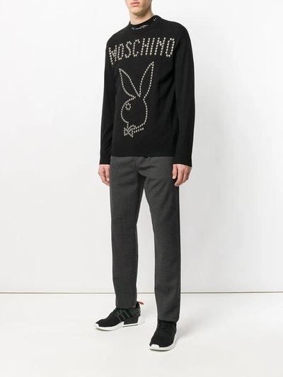 Shop Moschino Playboy Studded Sweater - Black