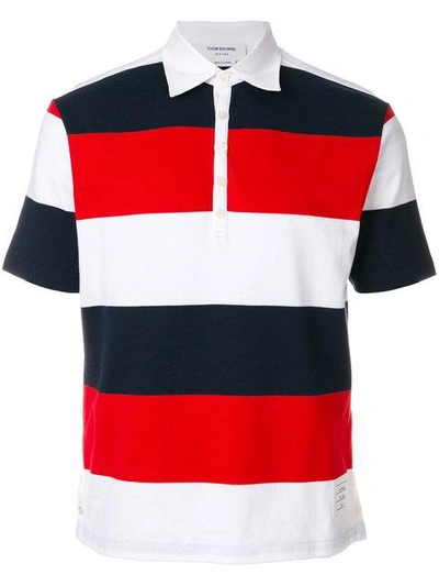 Shop Thom Browne Bicolor Rugby Stripe Polo In Blue