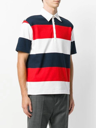 Shop Thom Browne Bicolor Rugby Stripe Polo In Blue