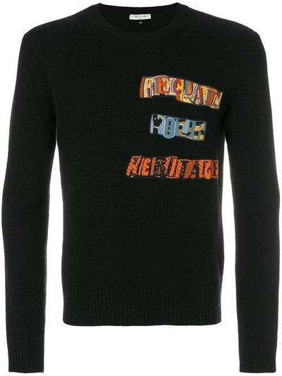 Shop Valentino Jamie Reid Patch Appliqué Sweater In Black