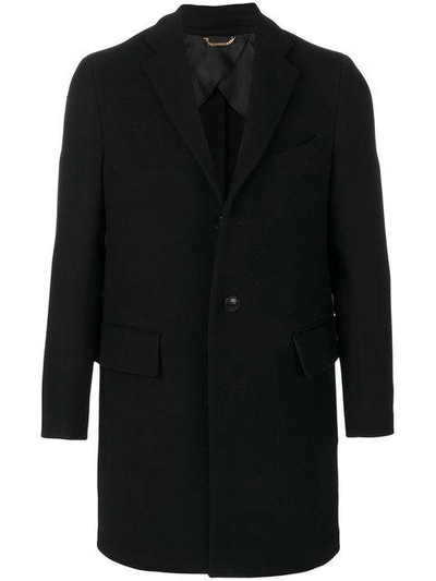 Shop Versace Single Breasted Coat In Black