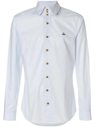 Shop Vivienne Westwood High Collar Shirt In Blue