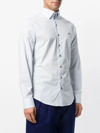 Shop Vivienne Westwood High Collar Shirt In Blue