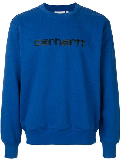 Shop Carhartt Logo Print Sweatshirt - Blue