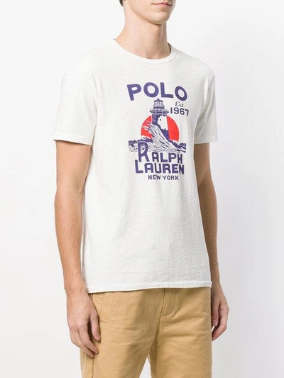 Shop Polo Ralph Lauren Lighthouse Graphic T-shirt In White