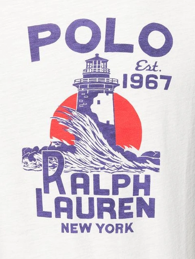 Shop Polo Ralph Lauren Lighthouse Graphic T-shirt In White