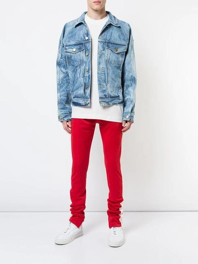 Shop Fear Of God Bleached Effect Jacket - Blue