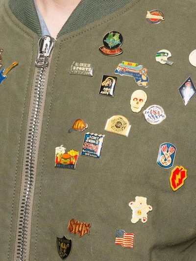 Shop Readymade Vintage Badges Bomber Jacket In Green