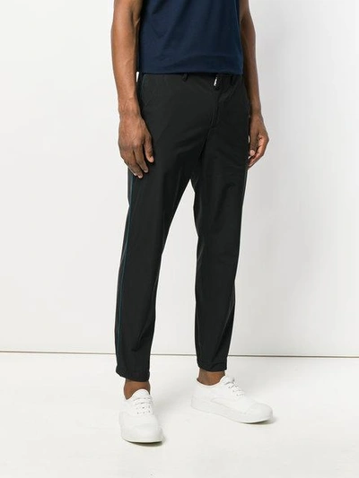Prada Side Stripe Trousers - Black In Black