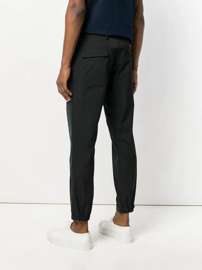 Prada Side Stripe Trousers - Black In Black
