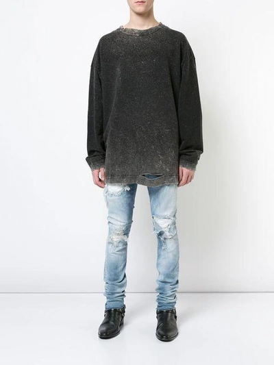 Shop Nostra Santissima Distressed Sweatshirt In Grey