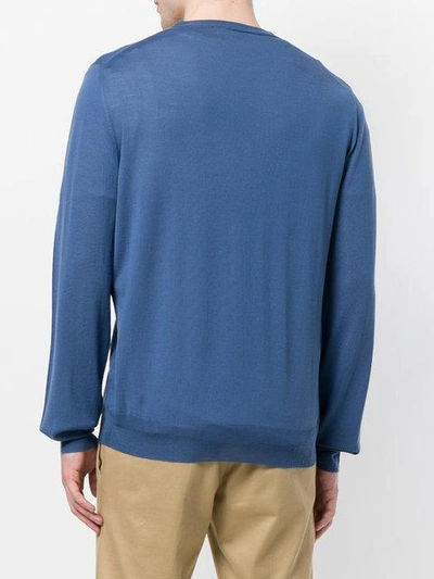 Shop Ferragamo Fine Knit Sweater In Blue