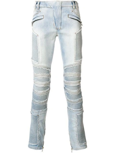 Shop Balmain Slim Biker Jeans In Blue