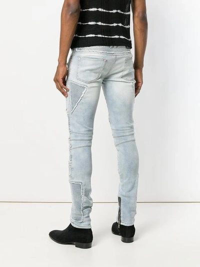 Shop Balmain Slim Biker Jeans In Blue