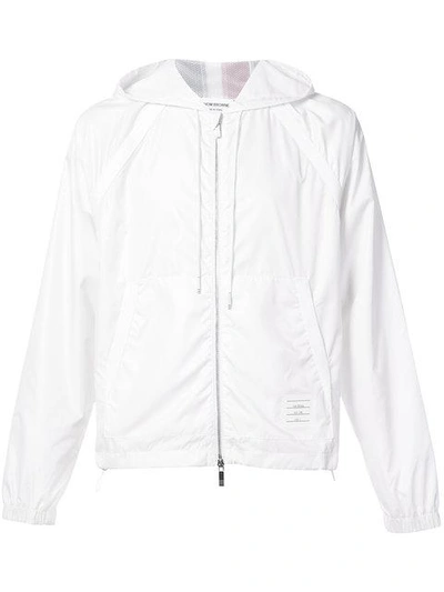 Shop Thom Browne Zip Up Hoodie Ripstop - White