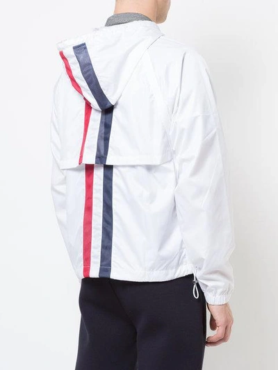 Shop Thom Browne Zip Up Hoodie Ripstop - White