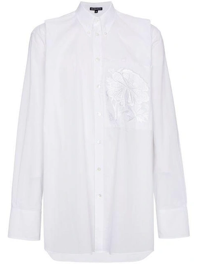 Shop Ann Demeulemeester Oversized Floral Patch Shirt In White