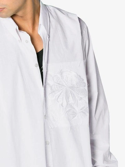 Shop Ann Demeulemeester Oversized Floral Patch Shirt In White