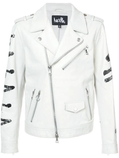 Shop Haculla Eyez On Death Biker Jacket In White