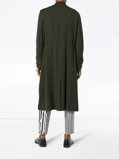 Shop Haider Ackermann Long Coat With Drawstring Waist In Green