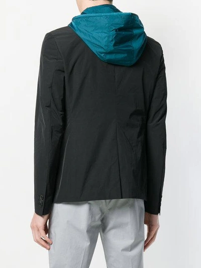 Shop Prada Hooded Layered Jacket - Black