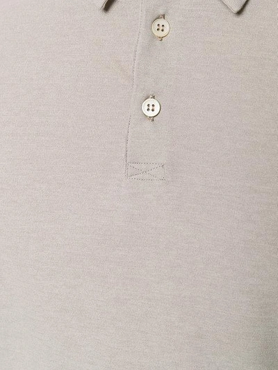 Shop Zanone Long Sleeve Polo Shirt - Grey