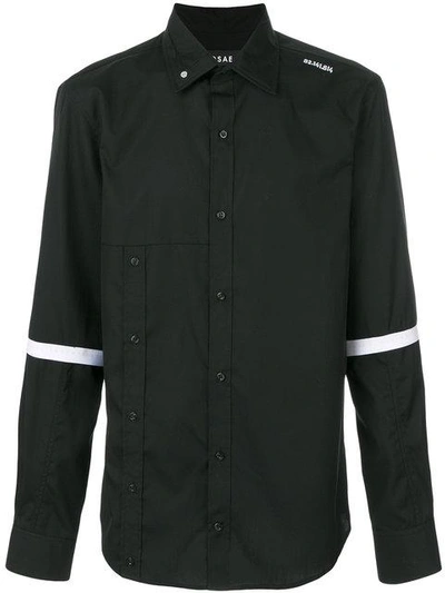 Shop Icosae Striped Sleeve Shirt In Black