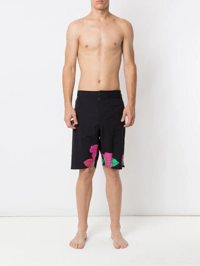 Shop Amir Slama Printed Swim Shorts In Black