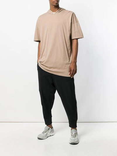 Faith Connexion Oversized Hooded Tag T-shirt In Neutrals