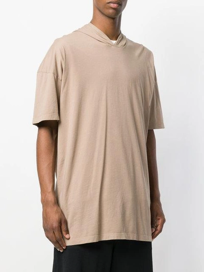 Faith Connexion Oversized Hooded Tag T-shirt In Neutrals