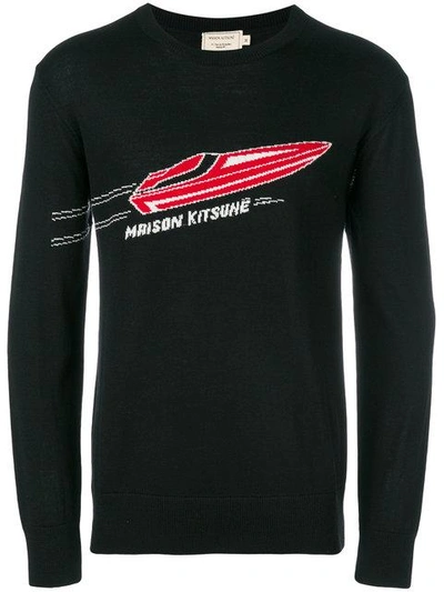 Shop Maison Kitsuné Speed Boat Sweater In Black