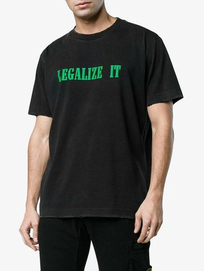 Shop Palm Angels Legalize It Print T-shirt - Black