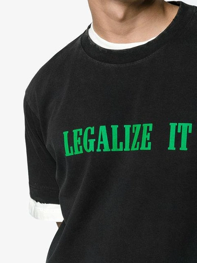 Shop Palm Angels Legalize It Print T-shirt - Black