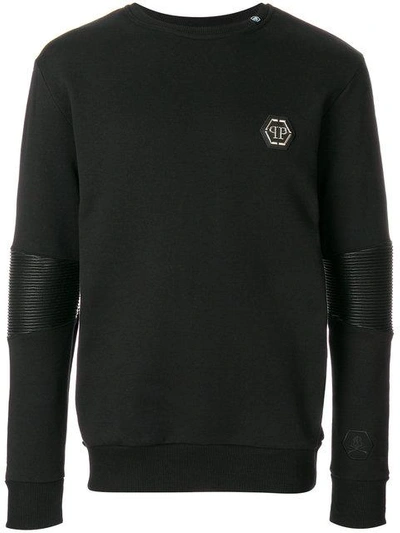 Shop Philipp Plein Contrast Sleeve Logo Sweatshirt