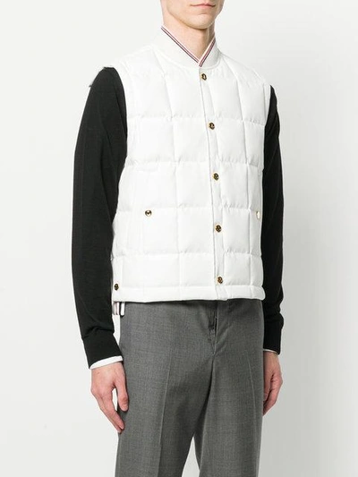 Shop Thom Browne Downfilled Button Front Vest In Solid Nylon Tech