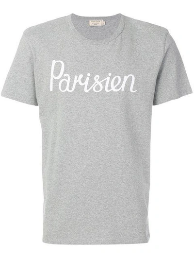 Shop Maison Kitsuné Parisien Print T-shirt - Grey