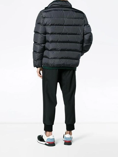 Shop Moncler Quilted Feather Down Jacket In Grey