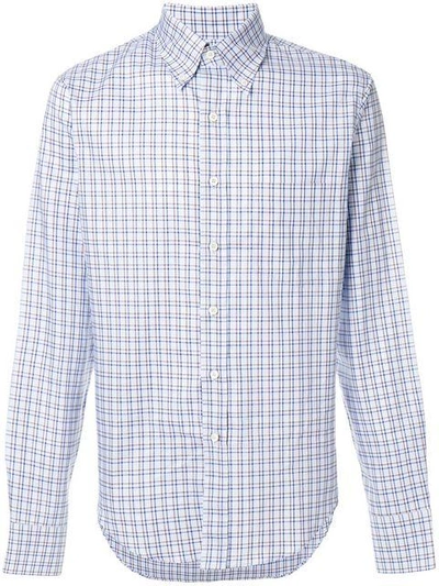Shop Prada Checked Button-down Shirt - Blue